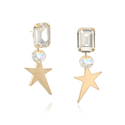 Square Clear Starburst Drop Earring 