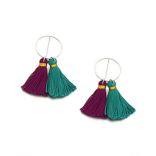 Circles and Tassel Earring_Silver